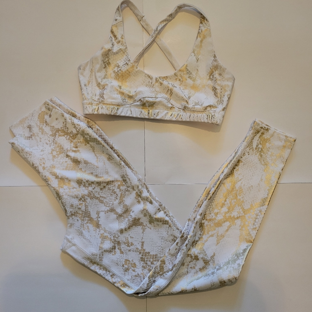White And Gold Snake Print Athleasure Set